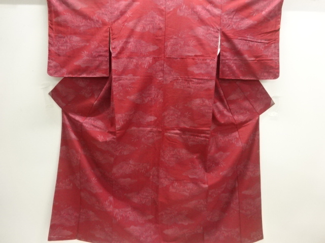 JAPANESE KIMONO / TSUMUGI / UNUSED / WOVEN SCENERY OF HOUSE